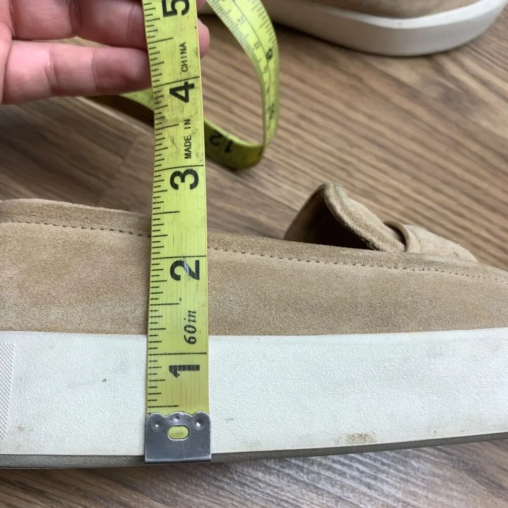 Vince Women's Dune Beige Tan Ghita Suede Slip-On Platform Loafer Shoes Size 7‎